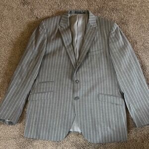 Bartorelli Napoli Gray Pinstripe Two Button Blazer Wool Cashmere Super 150s 46R‎